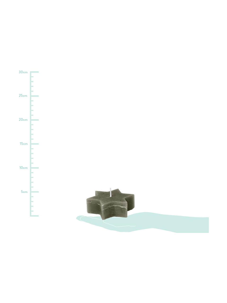 Candela a forma di stella Star, Paraffina, Verde scuro, Ø 10 x Alt. 3 cm