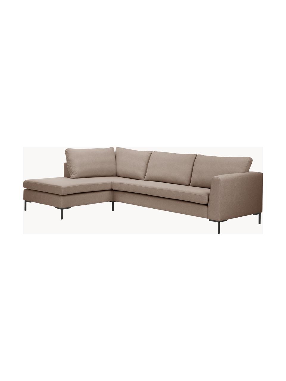 Ecksofa Luna, Bezug: 100 % Polyester Der strap, Gestell: Massives Buchenholz, Schi, Füße: Metall, galvanisiert Das , Webstoff Taupe, B 280 x T 184 cm, Eckteil links