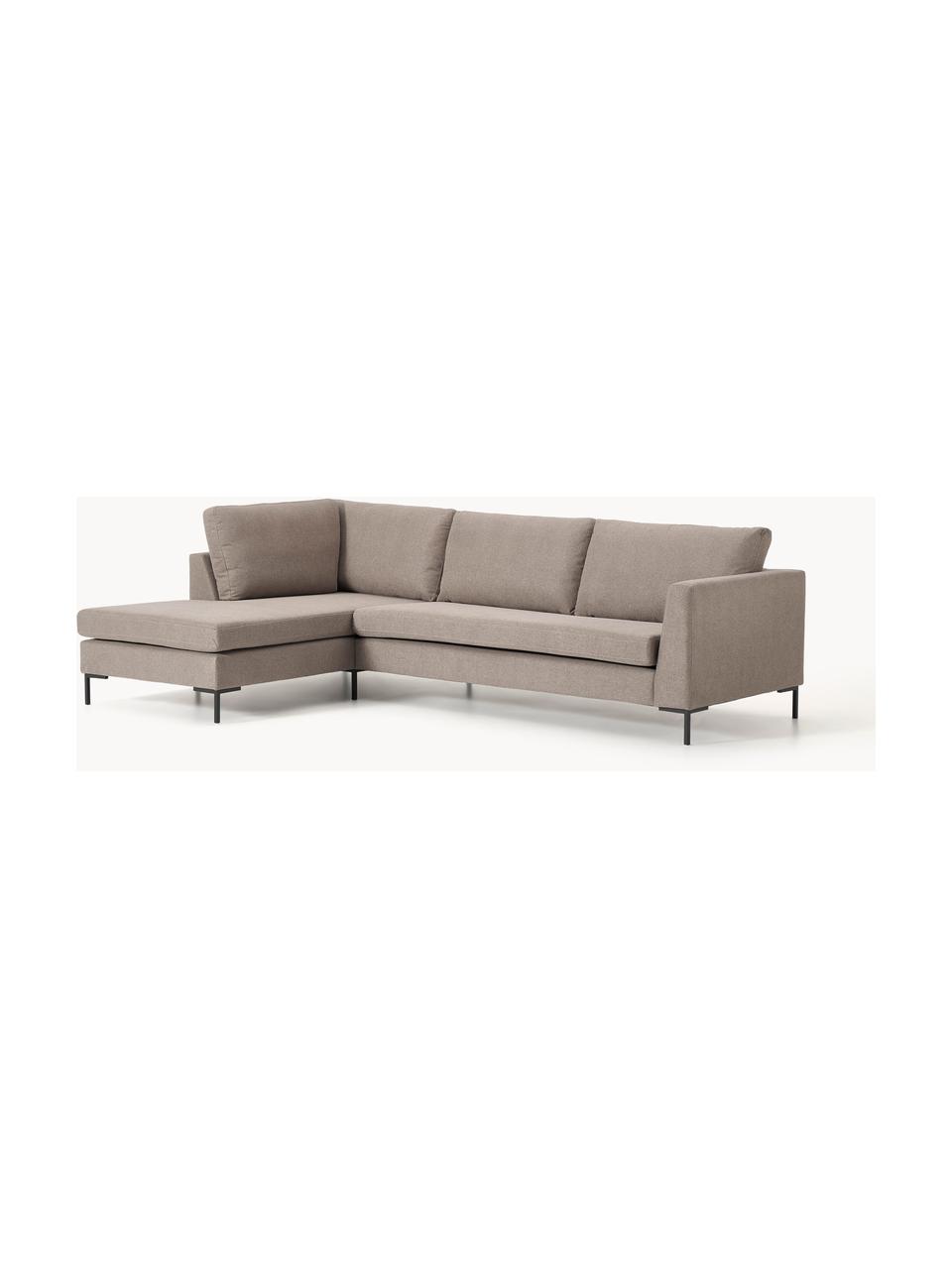 Ecksofa Luna, Bezug: 100 % Polyester Der strap, Gestell: Massives Buchenholz, Schi, Webstoff Taupe, B 280 x T 184 cm, Eckteil links