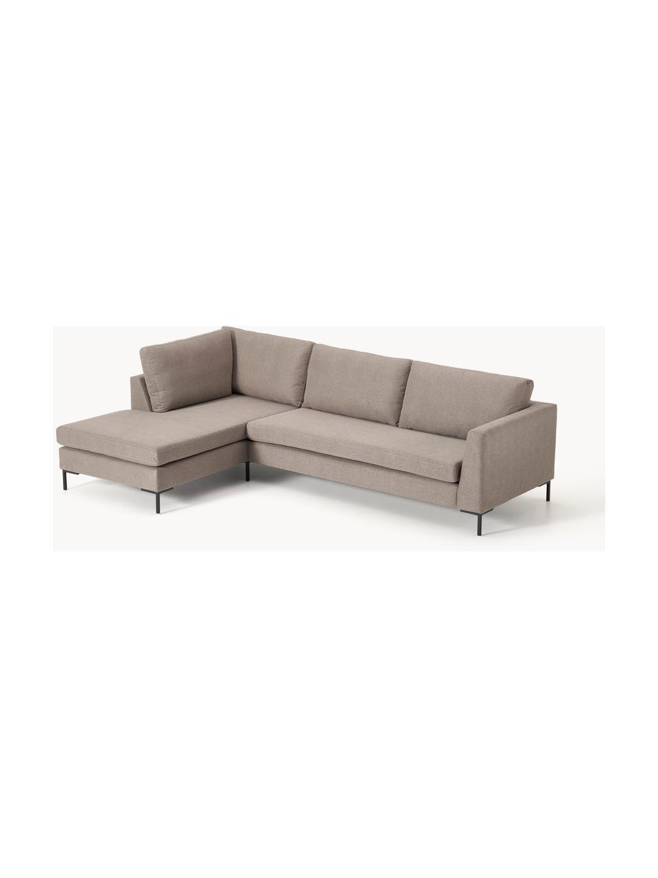 Ecksofa Luna, Bezug: 100 % Polyester Der strap, Gestell: Massives Buchenholz, Schi, Webstoff Taupe, B 280 x T 184 cm, Eckteil links