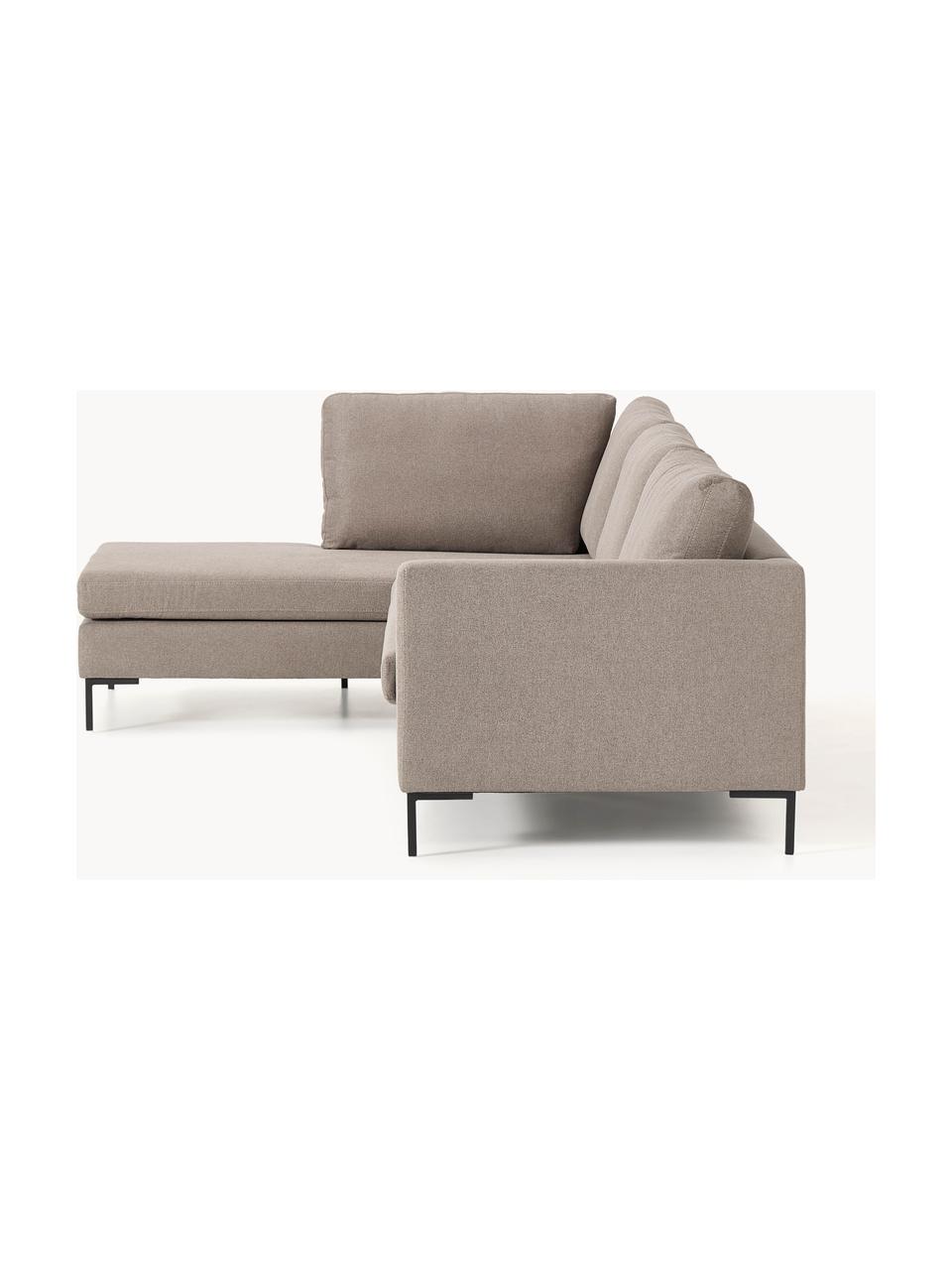 Ecksofa Luna, Bezug: 100 % Polyester Der strap, Gestell: Massives Buchenholz, Schi, Webstoff Taupe, B 280 x T 184 cm, Eckteil links