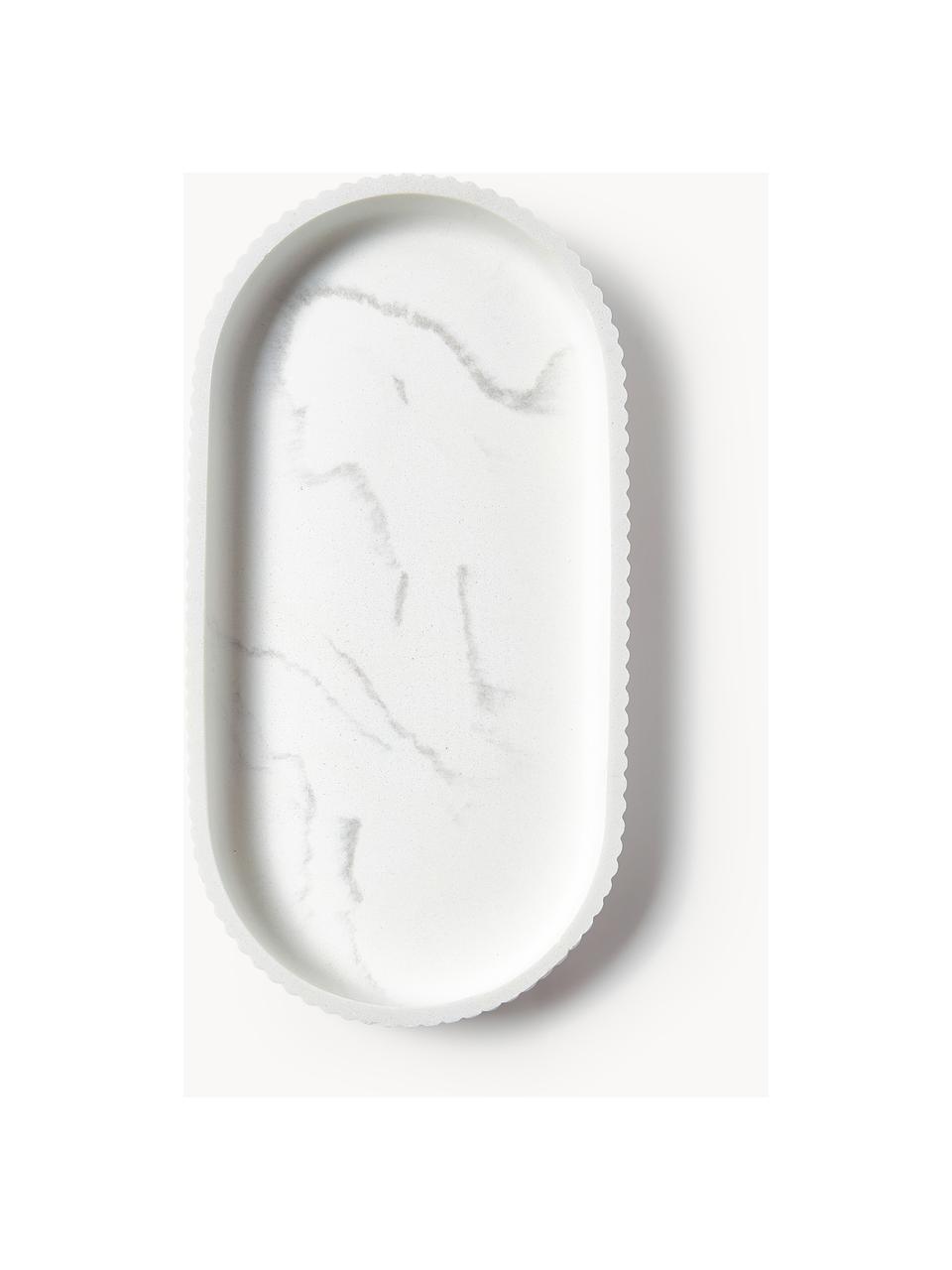 Tablett Kacie in Marmor-Optik, Polyresin, Marmor-Optik Weiss, B 31 x T 16 cm
