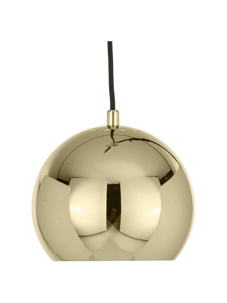 Mała lampa wisząca Ball, Metal powlekany, Odcienie mosiądzu, Ø 18 x W 16 cm