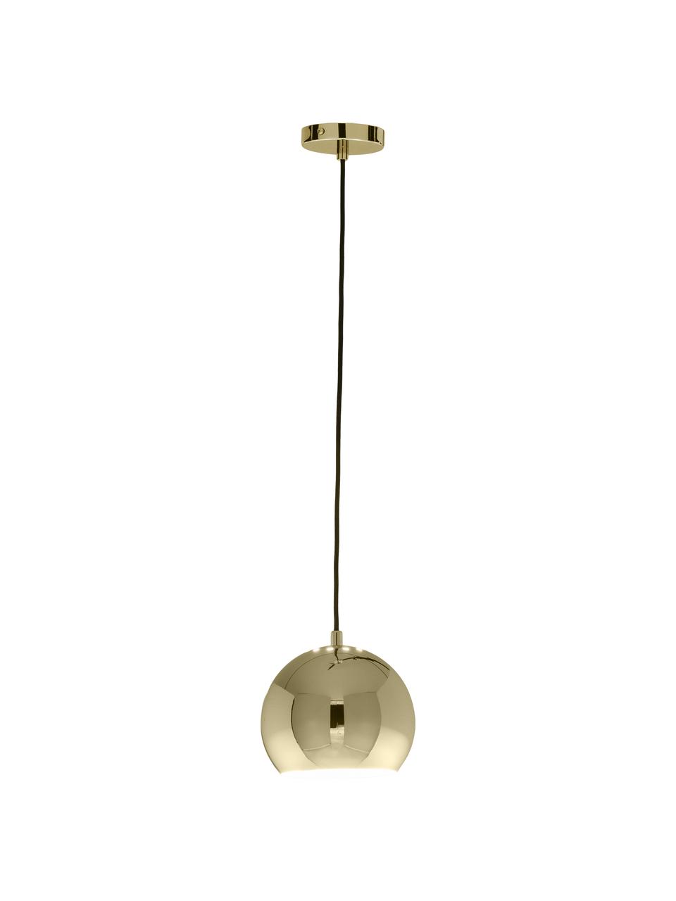 Kleine bolvormige hanglamp  Ball, Gecoat metaal, Messingkleurig, Ø 18 x H 16 cm