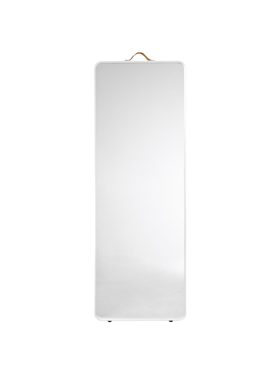 Wandspiegel Norm, Rahmen: Aluminium, pulverbeschich, Griff: Leder, Weiss, 60 x 170 cm