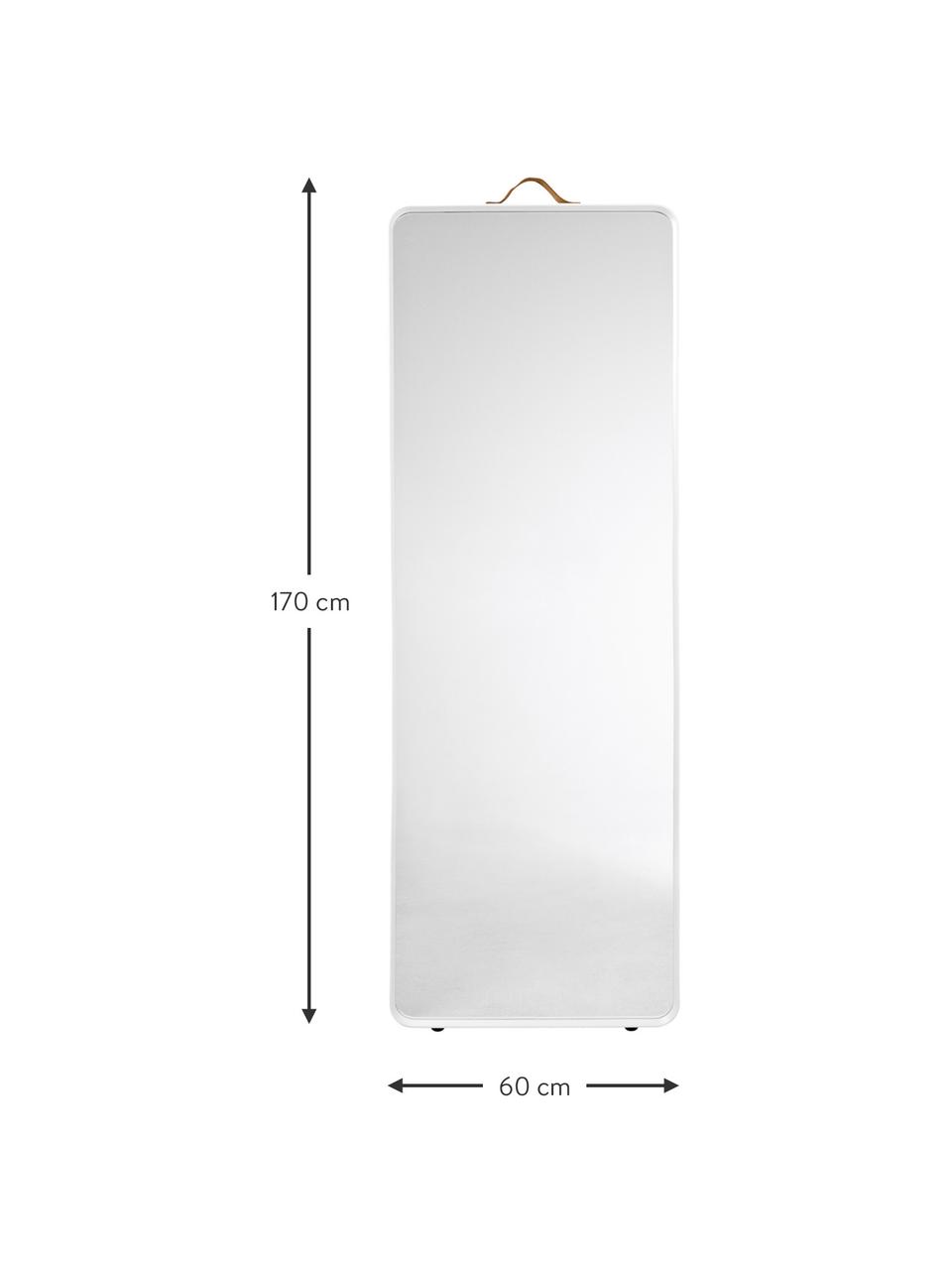 Espejo de pared Norm, Espejo: cristal, Asa: cuero, Blanco, An 60 x Al 170 cm