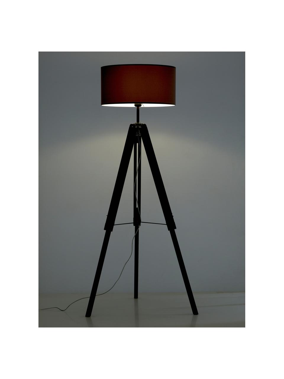 Tripod Stehlampe Josey aus Walnussholz, Lampenschirm: Textil, Lampenfuss: Walnuss, Schwarz Lampenschirm: Taupe, Ø 70 x H 150 cm