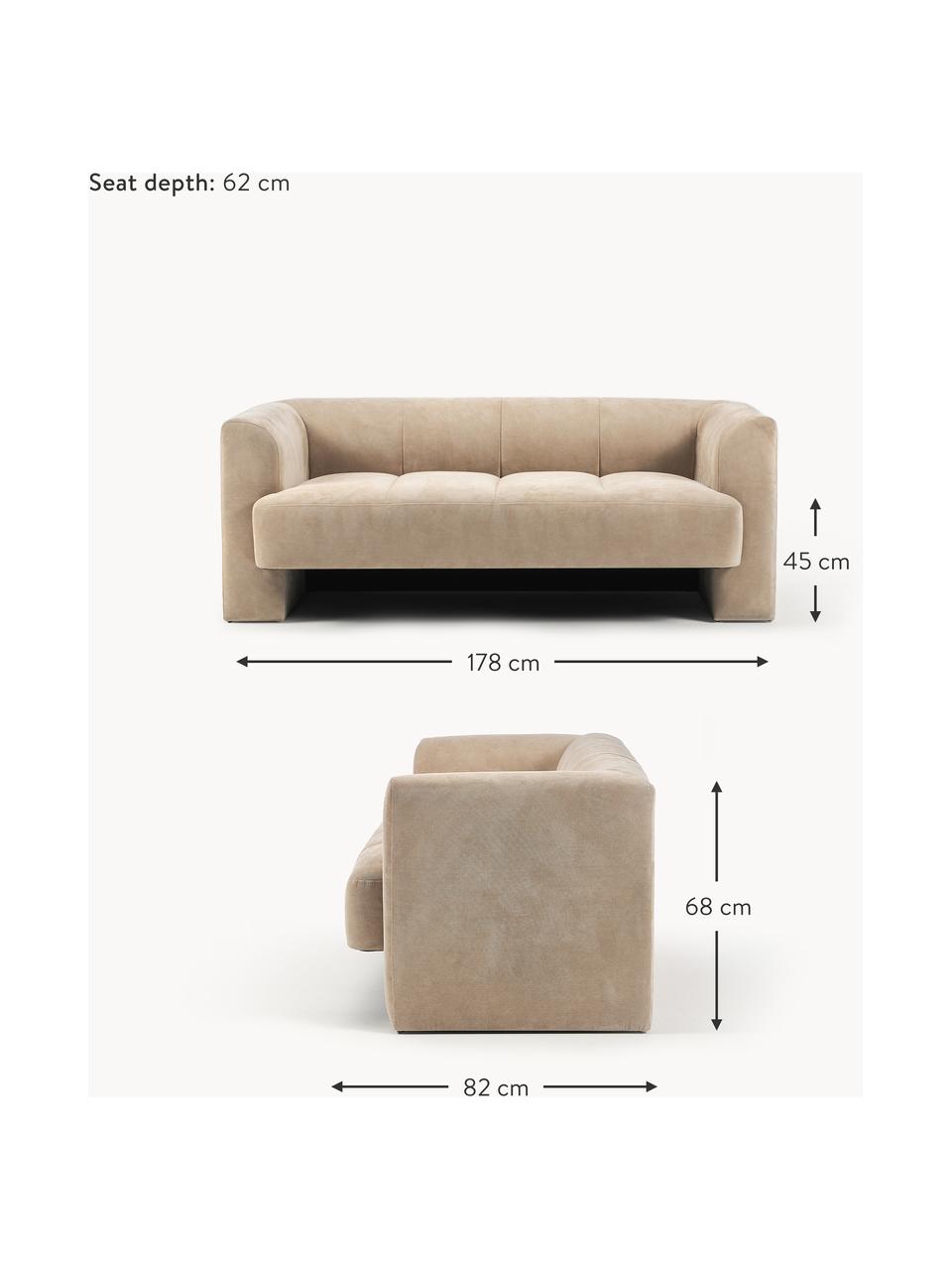 Sofa Bobi (2-osobowa), Tapicerka: 88% poliester, 12% nylon , Stelaż: lite drewno sosnowe, Beżowa tkanina, S 178 x G 82 cm