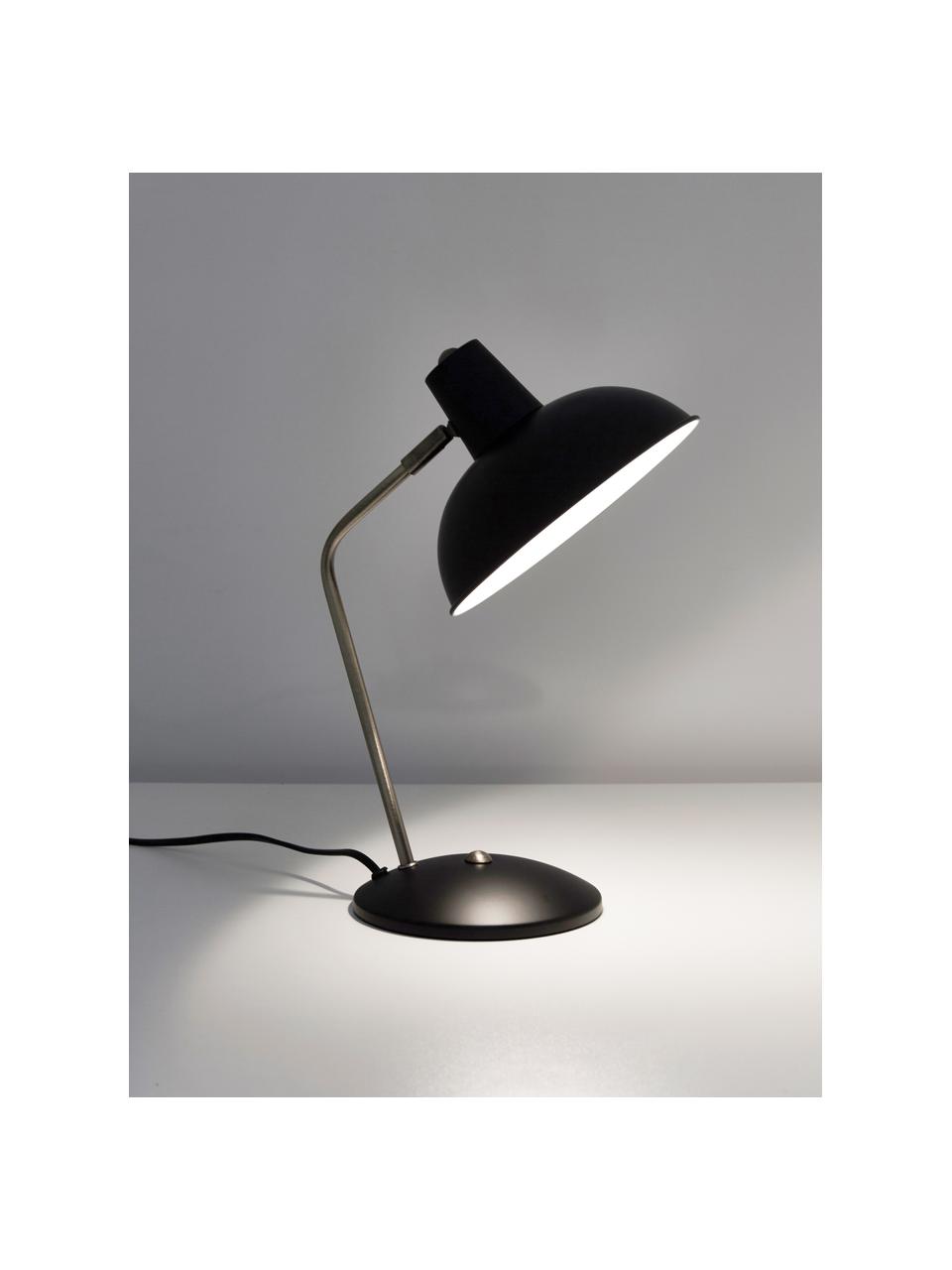 Lampe de bureau rétro Hood, Noir, couleur laitonnée, larg. 20 x haut. 38 cm