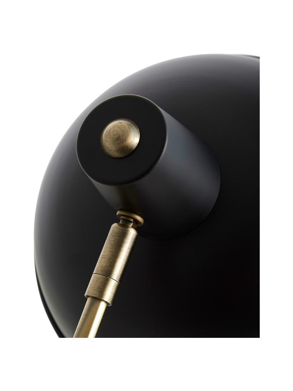 Retro bureaulamp Hood in zwart, Lampenkap: gelakt metaal, Lampvoet: gelakt metaal, Lamp: zwart, messingkleurig Lampenkap binnenzijde: wit, B 20 x H 38 cm