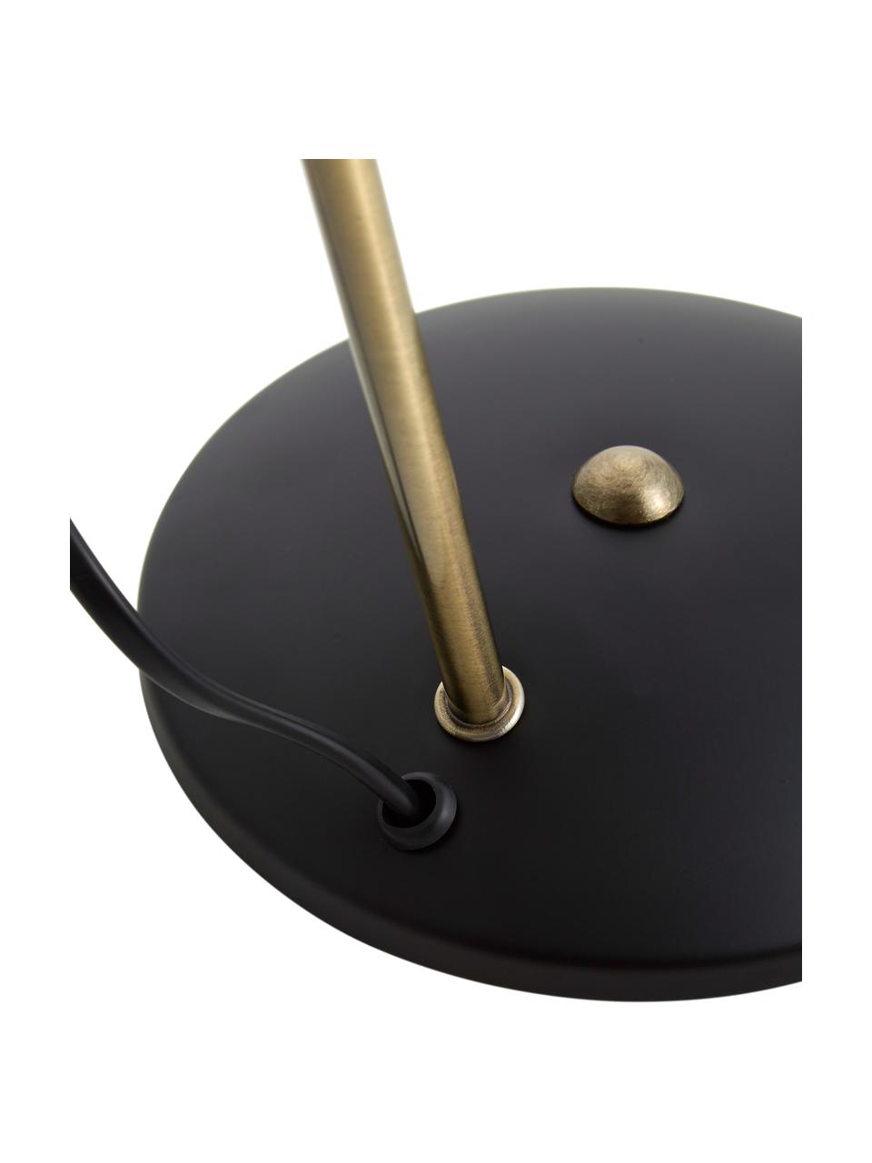 Lampada da scrivania retrò Hood, Paralume: metallo laccato, Base della lampada: metallo laccato, Nero, ottonato, Larg. 20 x Alt. 38 cm