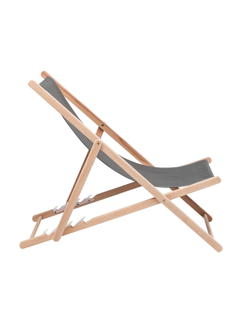 Tumbona plegable Hot Summer, Estructura: madera de haya, Gris, madera de haya, An 96 x F 56 cm