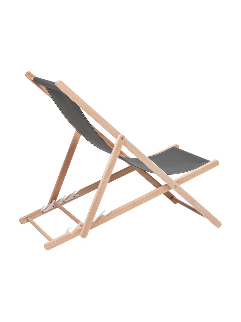 Klapbare ligstoel Hot Summer, Frame: beukenhout, Grijs, beukenhoutkleurig, B 96 x D 56 cm