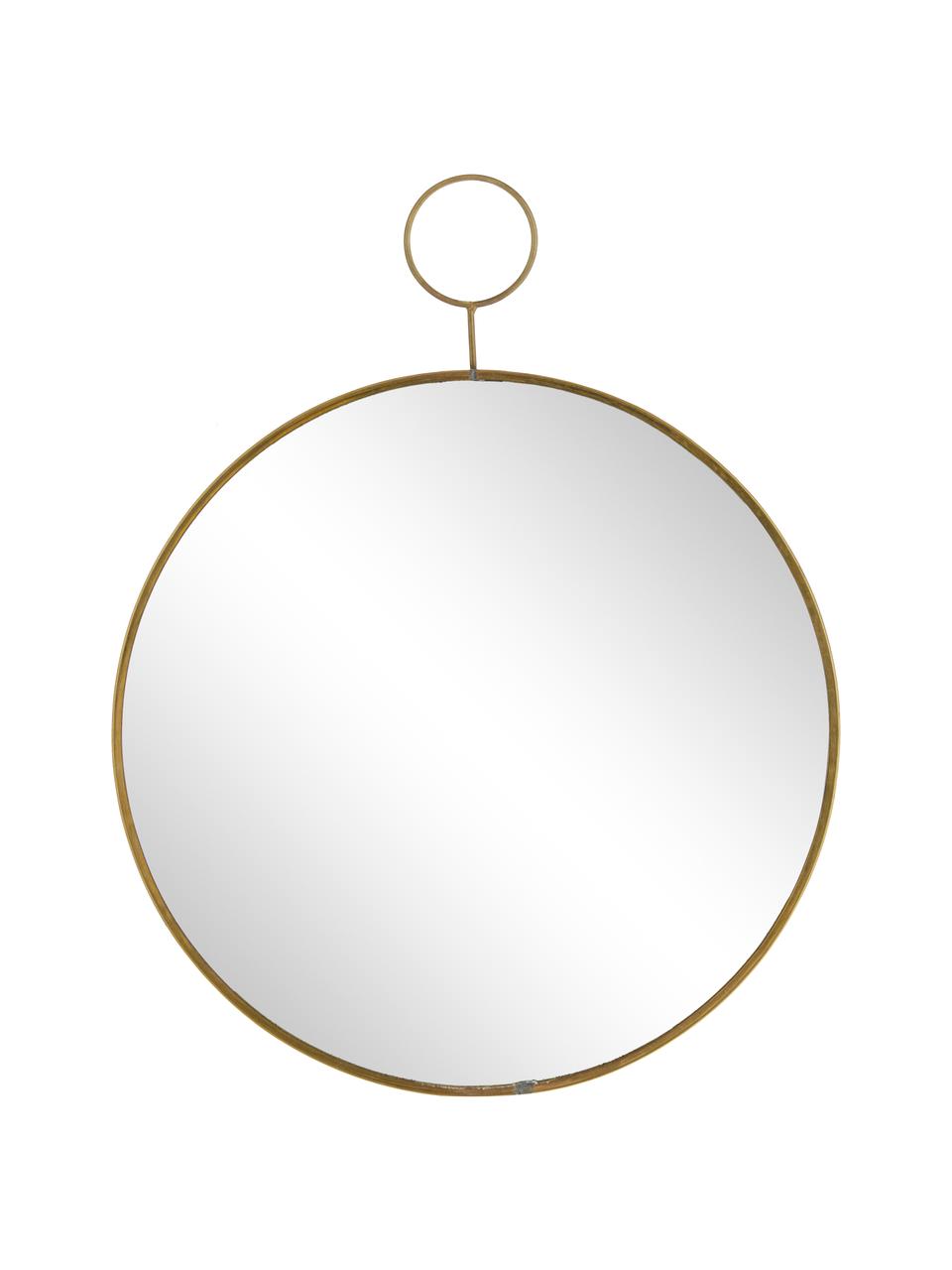 Okrągłe lustro ścienne Loop, Krawędź: odcienie mosiądzu Lustro: szkło lustrzane, Ø 32 cm