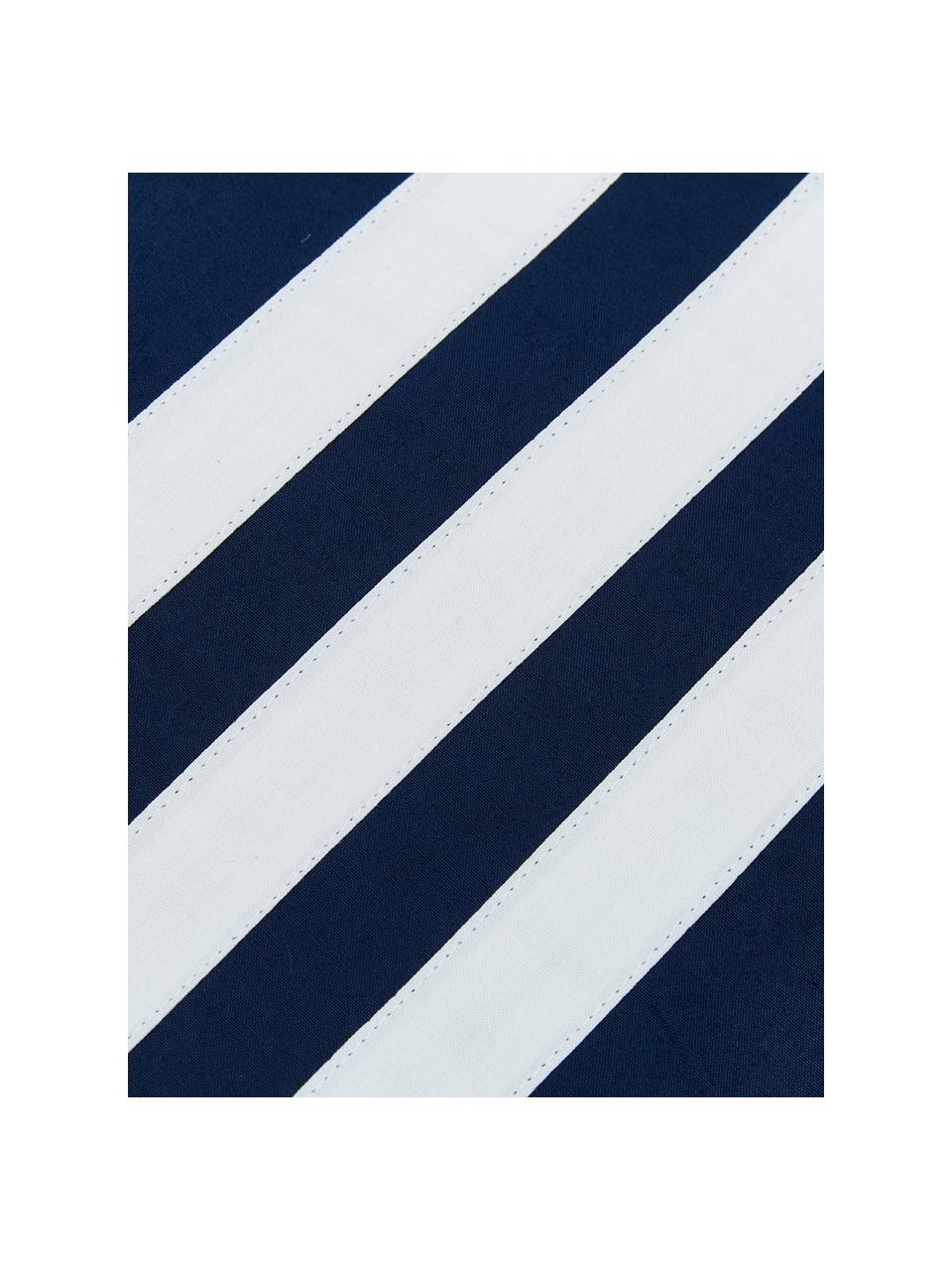 Completo copripiumino in cotone Hilton, Cotone, Blu,bianco, 200 x 255 cm + 2 federe + 1 lenzuolo con angoli