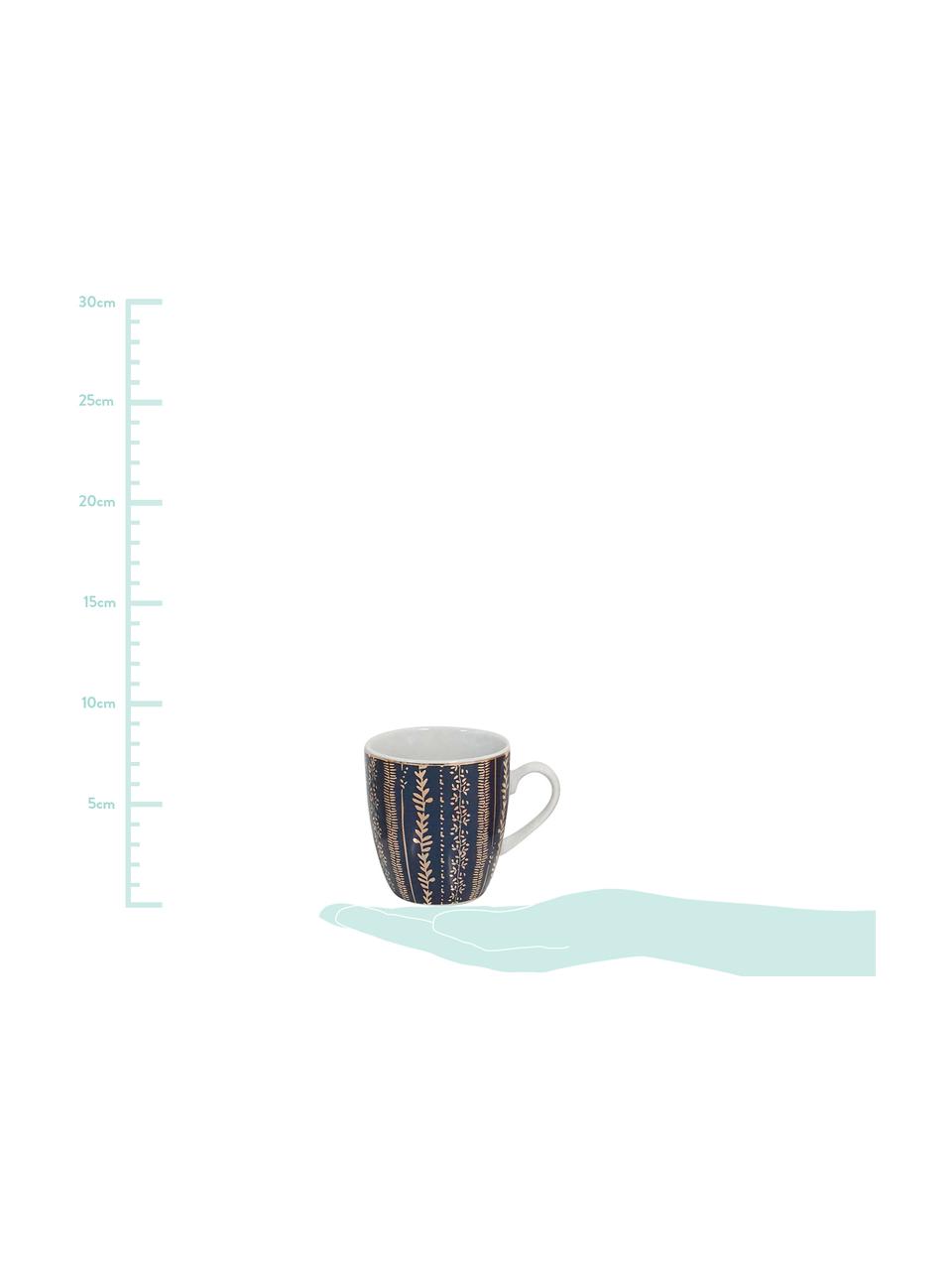 Tazas de café Veg-Gold, 4 uds., Porcelana, Rosa, azul, Ø 7 x Al 8 cm