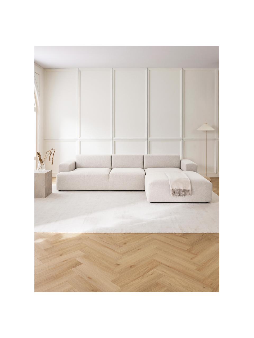 Sofá rinconera Melva (4 plazas), Tapizado: 100% poliéster Alta resis, Estructura: madera de pino maciza, ce, Patas: plástico, Tejido Off White, An 319 x F 196 cm, chaise longue derecha