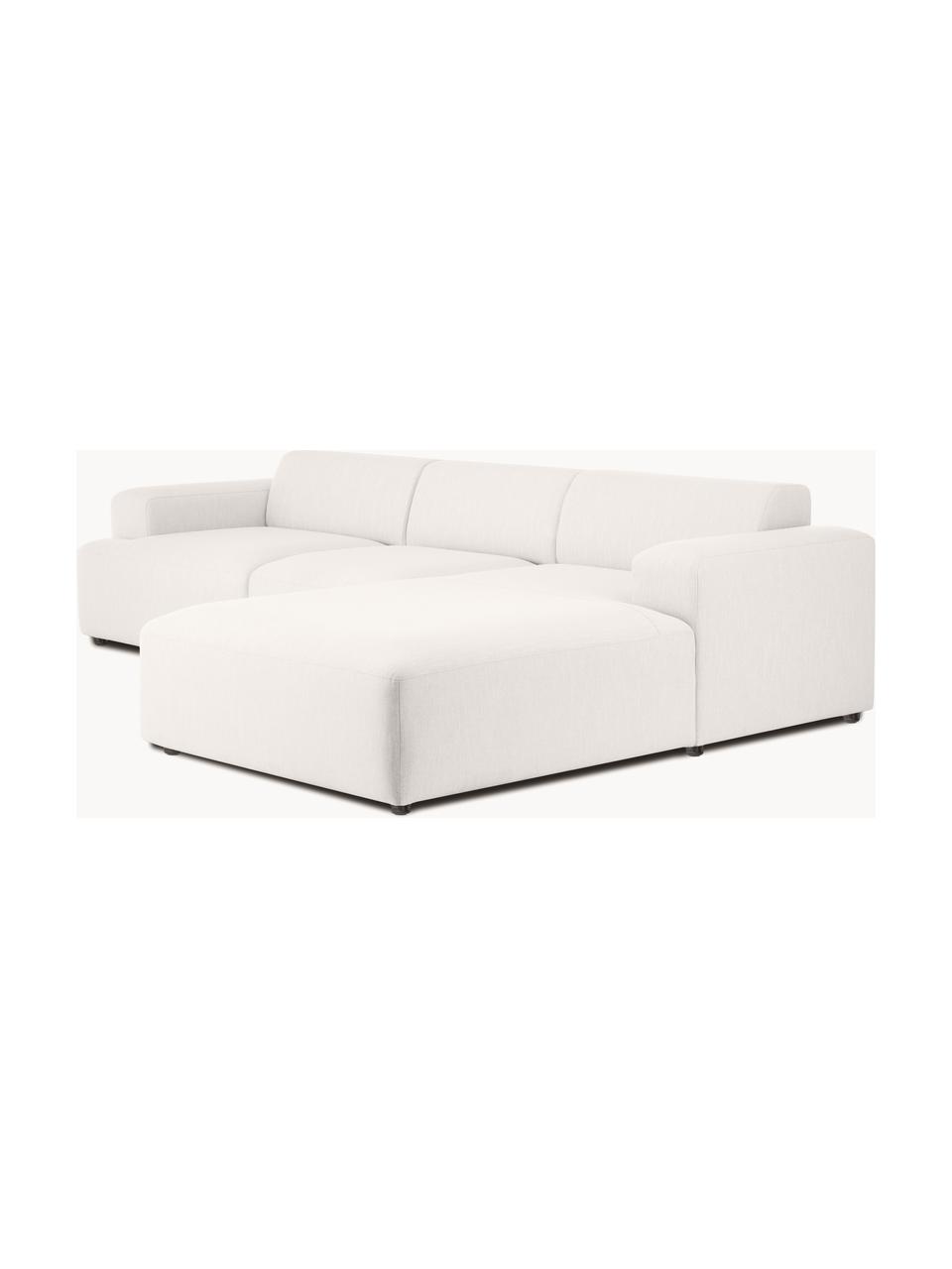 Divano angolare 4 posti Melva, Rivestimento: 100% poliestre Il rivesti, Struttura: pino massiccio, certifica, Tessuto bianco latte, Larg. 319 x Alt. 196 cm, chaise-longue a destra