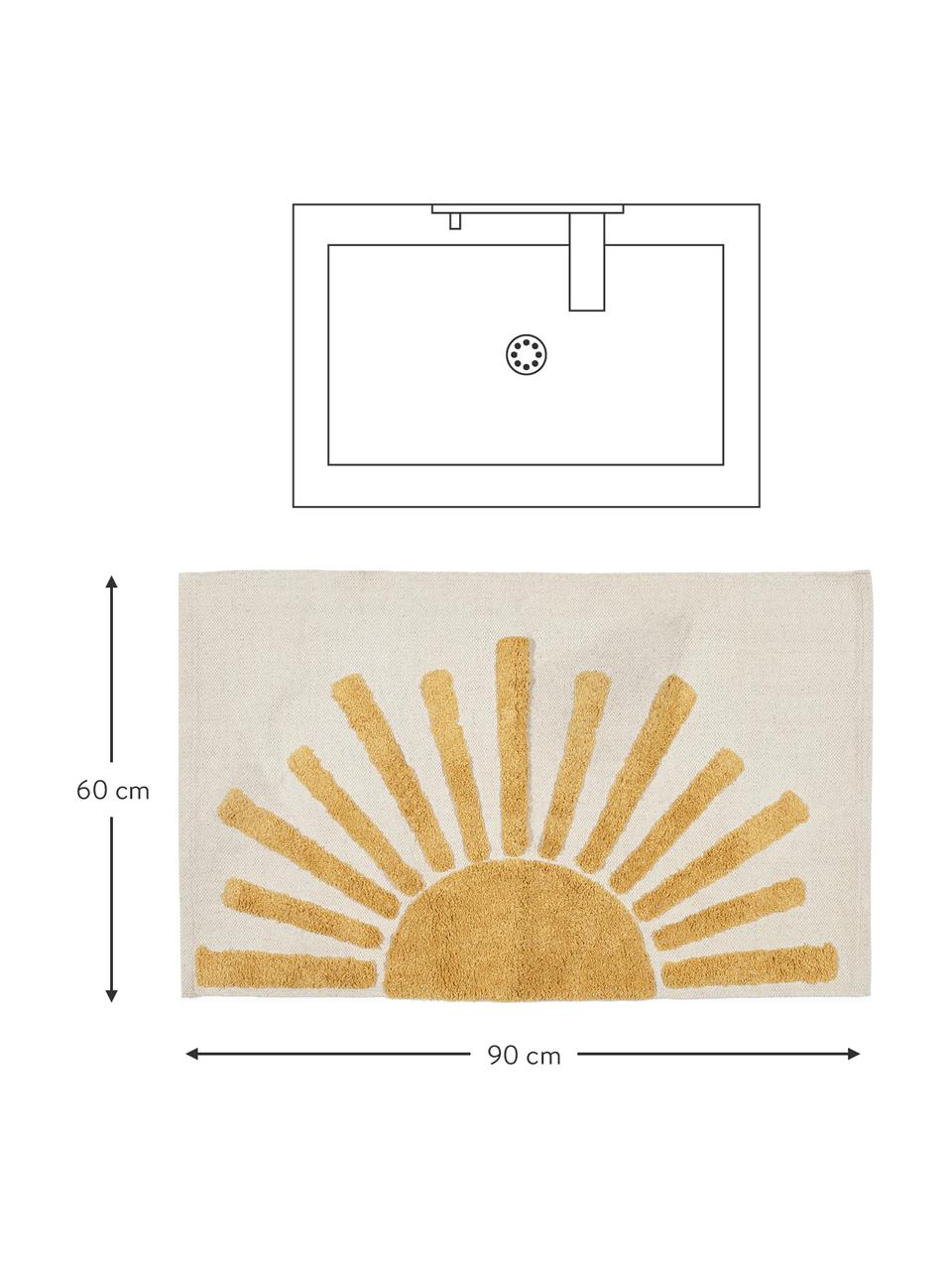 Dywanik łazienkowy z wypukłą strukturą Sun, 100% bawełna, Beżowy, żółty, S 60 x D 90 cm