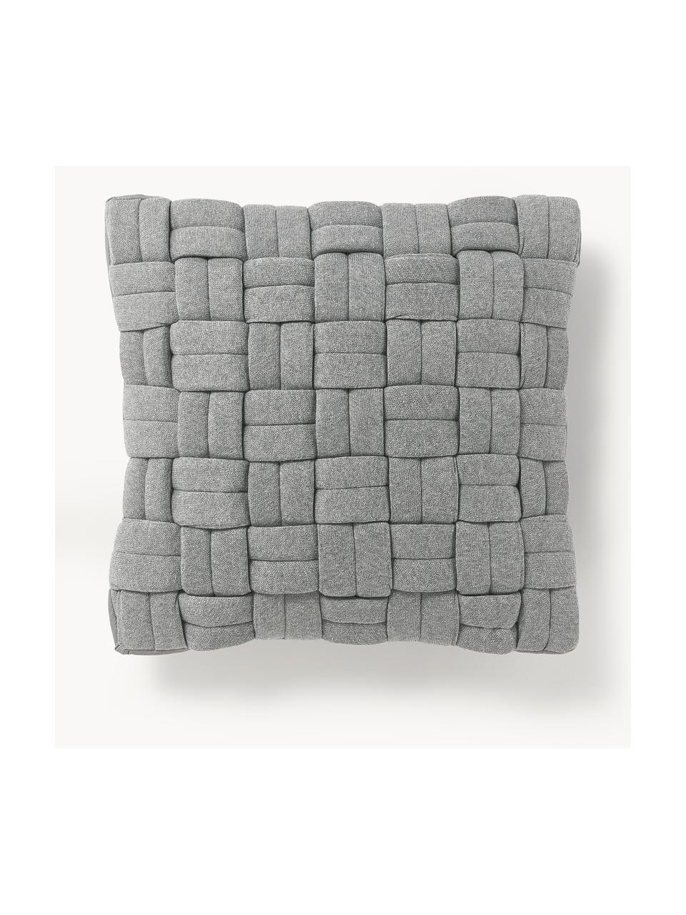 Housse de coussin 40x40 tressée Norman, Gris clair, larg. 40 x long. 40 cm