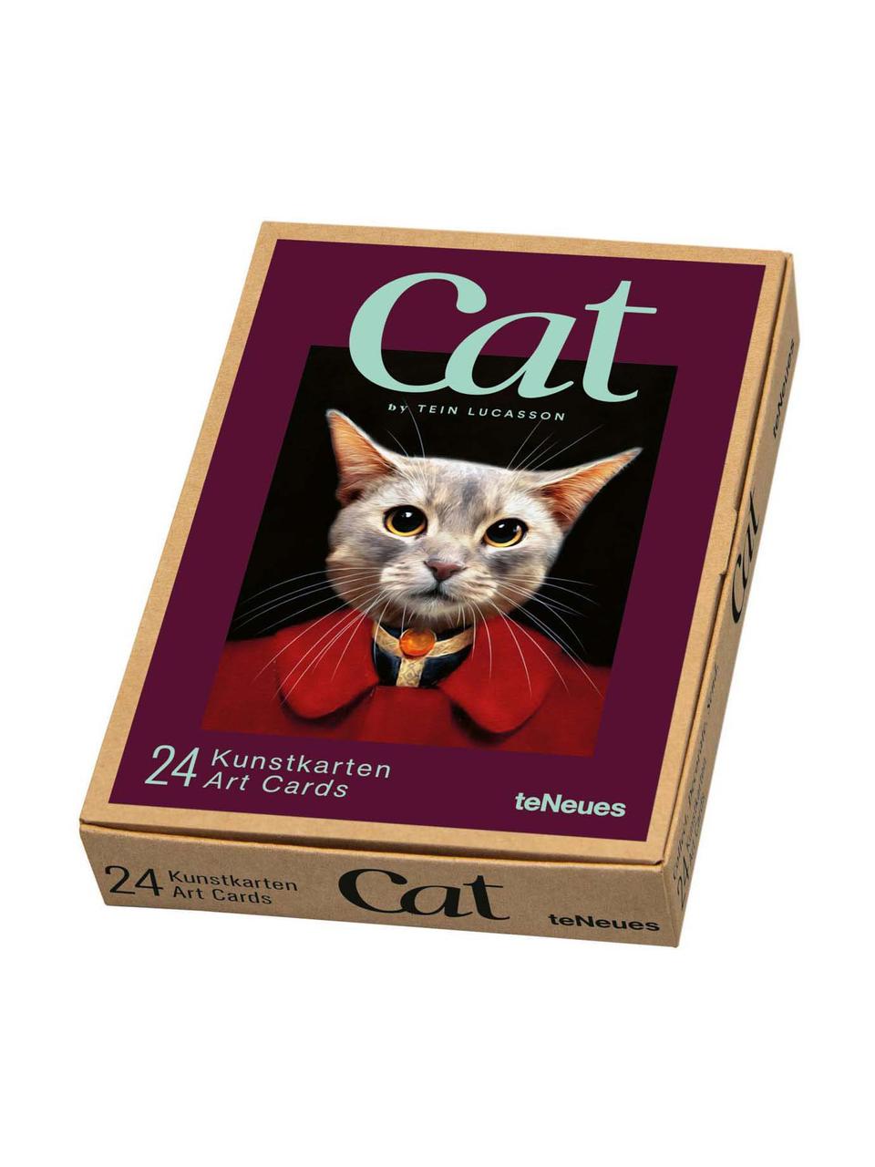 Set de tarjetas Cat, 24 uds., Papel, Multicolor, L 16 x An 11 cm