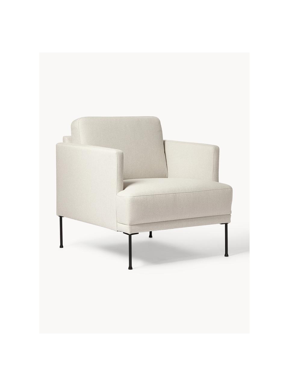 Fauteuil Fluente, Bekleding: 100% polyester. Met 35.00, Frame: massief grenenhout, FSC-g, Poten: gepoedercoat metaal., Geweven stof lichtbeige, B 74 x D 85 cm