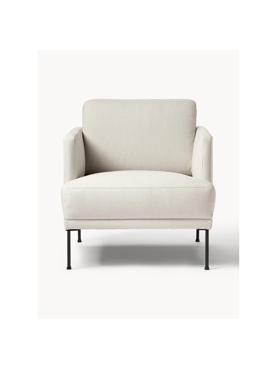 Fauteuil Fluente, Bekleding: 100% polyester. Met 35.00, Frame: massief grenenhout, FSC-g, Poten: gepoedercoat metaal., Geweven stof lichtbeige, B 74 x D 85 cm