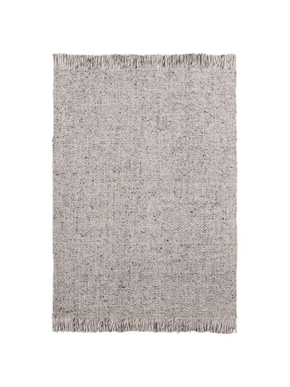 Ręcznie tkany dywan z wełny z frędzlami Alvin, Szary, melanżowy, S 120 x D 170 cm (Rozmiar S)