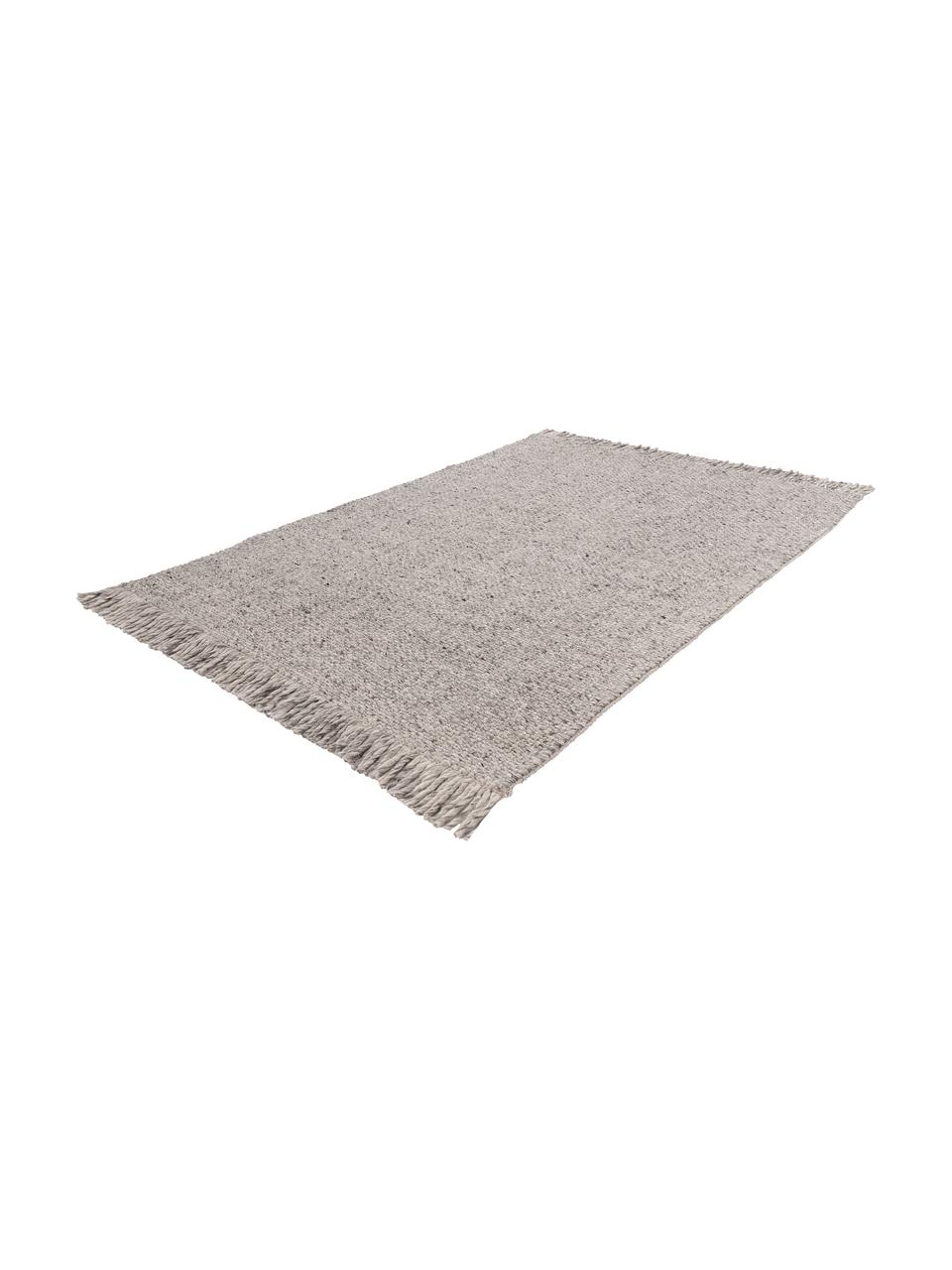 Ručně tkaný vlněný koberec s třásněmi Alvin, Šedá, melírovaná