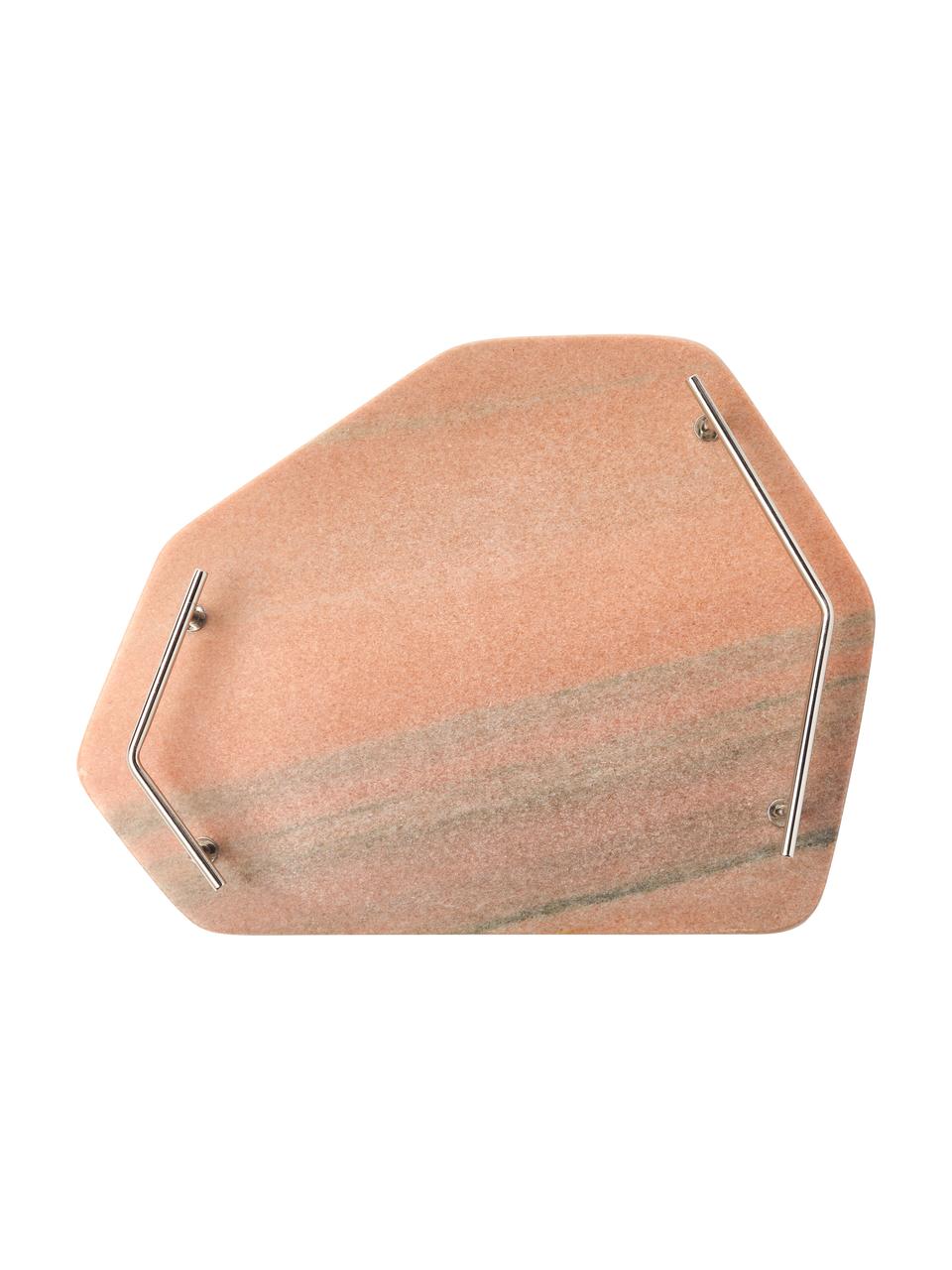Marmor-Servierplatte Han in Terrakotta, Tablett: Marmor, Griffe: Metall, Terrakotta, B 27 x L 38 cm