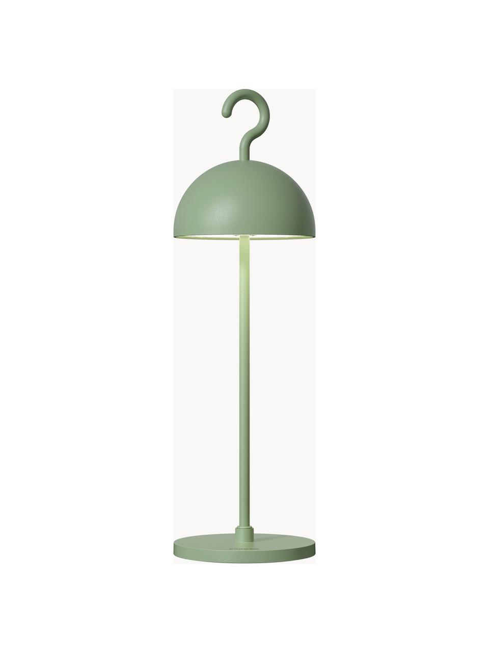 Kleine mobile LED-Aussentischlampe Hook, dimmbar, Salbeigrün, Ø 11 x H 36 cm
