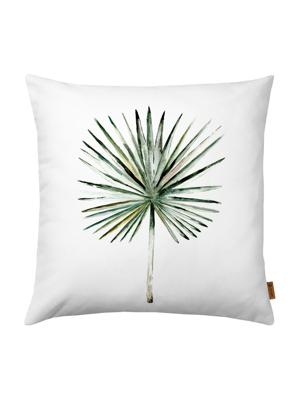 Poszewka na poduszkę Fan Palm, Poliester, Biały, odcienie zielonego, S 40 x D 40 cm