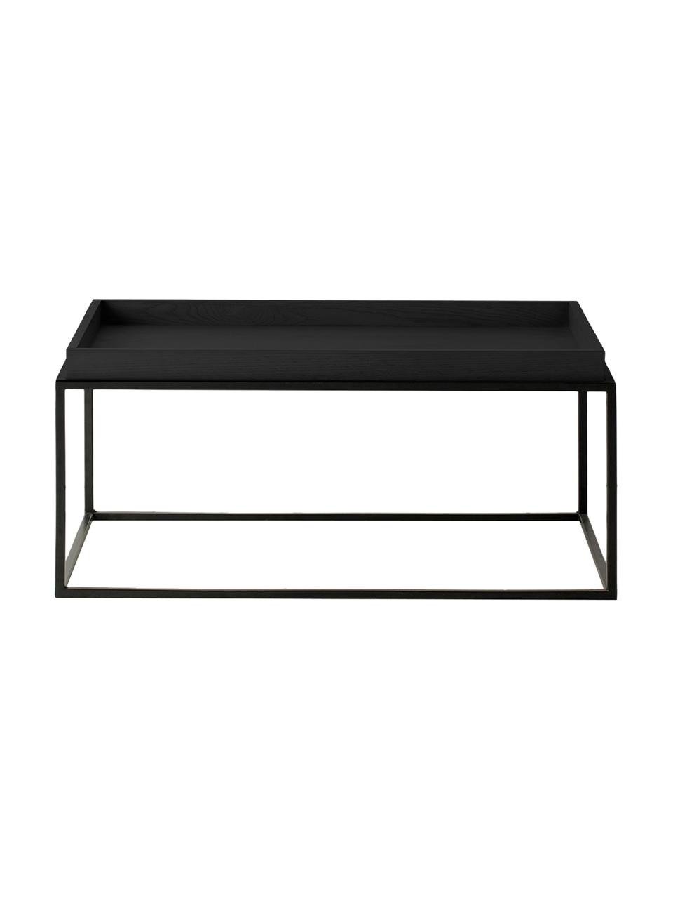 Konferenční stolek z dřeva a kovu Forden, Černá, Š 90 cm, V 40 cm