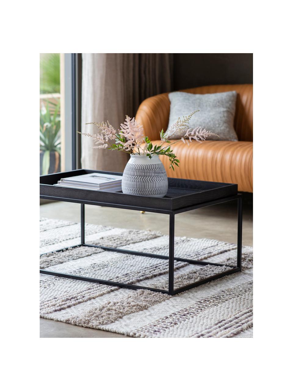 Tavolino da salotto in legno e metallo nero Forden, Struttura: metallo laccato, Nero, Larg. 90 x Alt. 40 cm