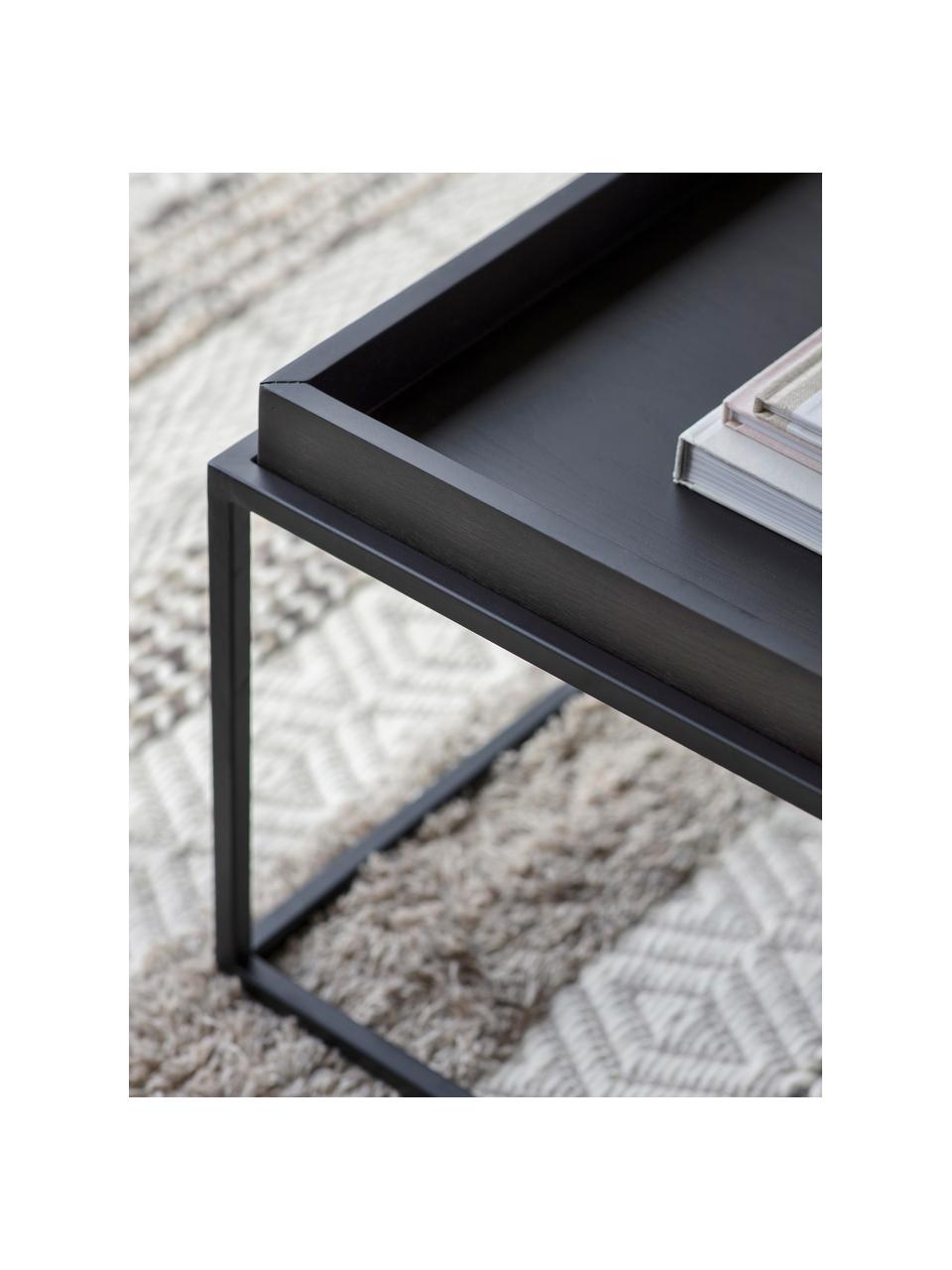 Tavolino da salotto in legno e metallo nero Forden, Struttura: metallo laccato, Nero, Larg. 90 x Alt. 40 cm
