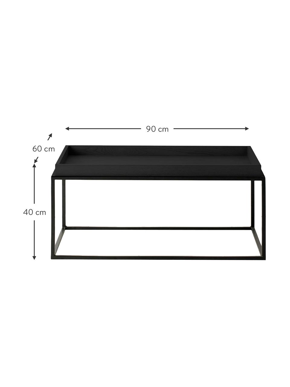 Mesa de centro de madera y metal Forden, Tablero: tablero de fibras de dens, Estructura: metal pintado, Negro, An 90 x Al 40 cm