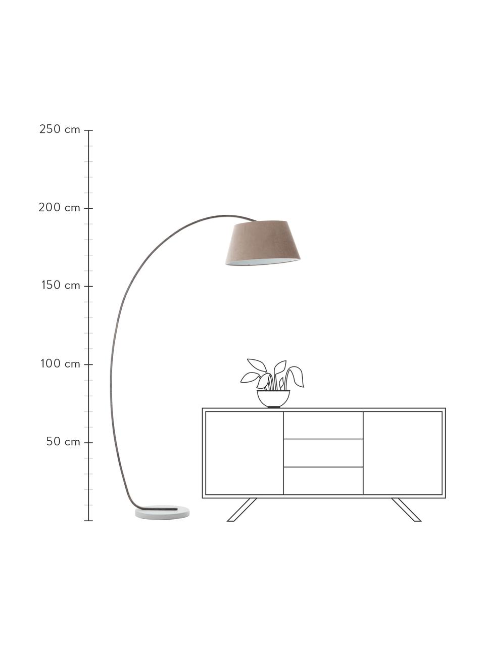 Lámpara arco grande de diseño Brok, Pantalla: franela, Cable: plástico, Gris, An 121 x Al 196 cm