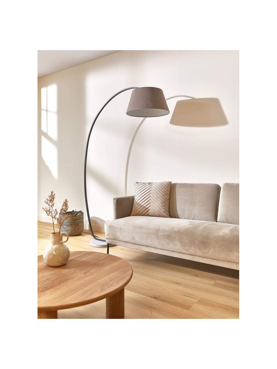 Grand lampadaire arc vintage Brok, Brun clair, gris clair, larg. 121 x haut. 196 cm