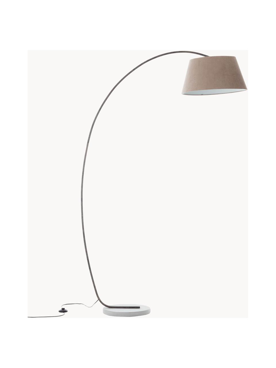 Lampada ad arco grande con finitura anticata Brok, Paralume: tessuto di flanella, Taupe, grigio scuro, Alt. 196 ml