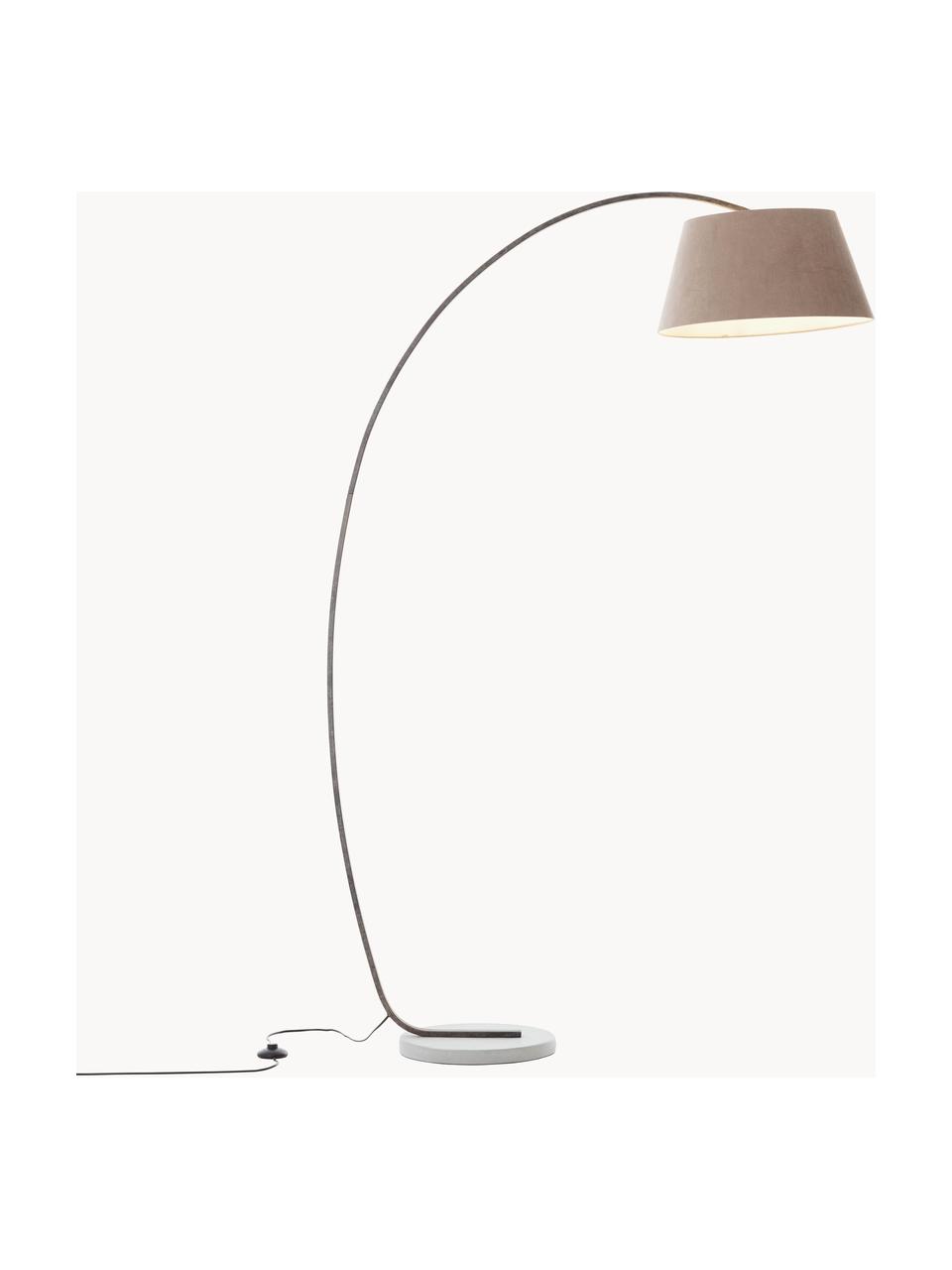 Lámpara arco grande de diseño Brok, Pantalla: franela, Cable: plástico, Beige, gris oscuro, Al 196 cm