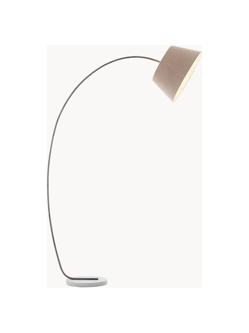 Grosse Bogenlampe Brok mit Antik-Finish, Lampenschirm: Flanellstoff, Sockel: Beton, Beige, Dunkelgrau, H 196 cm