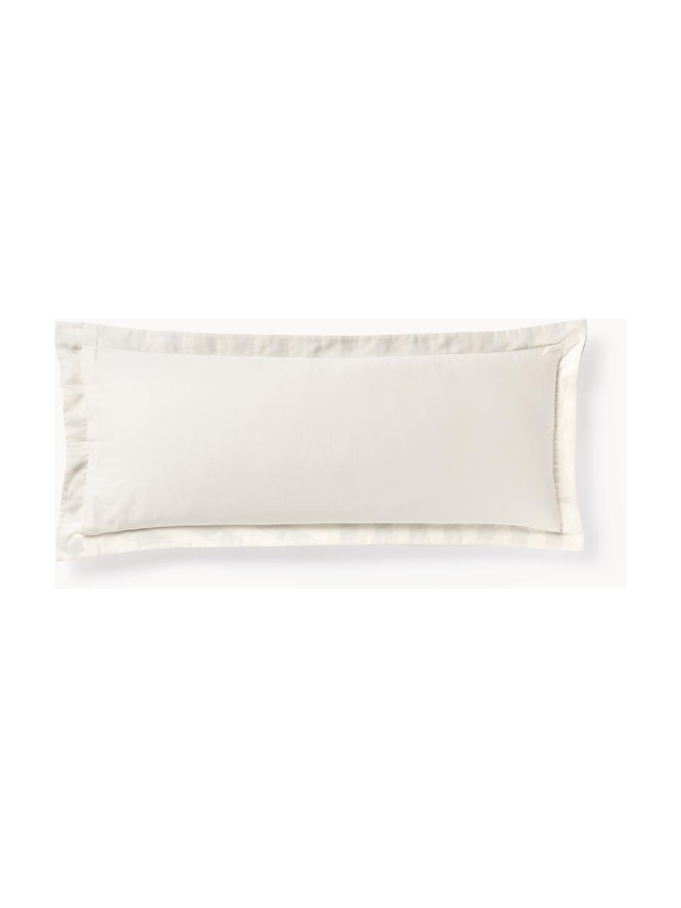 Funda de almohada de satén a rayas con dobladillo Brendan, Gris pardo, Off White, An 45 x L 110 cm