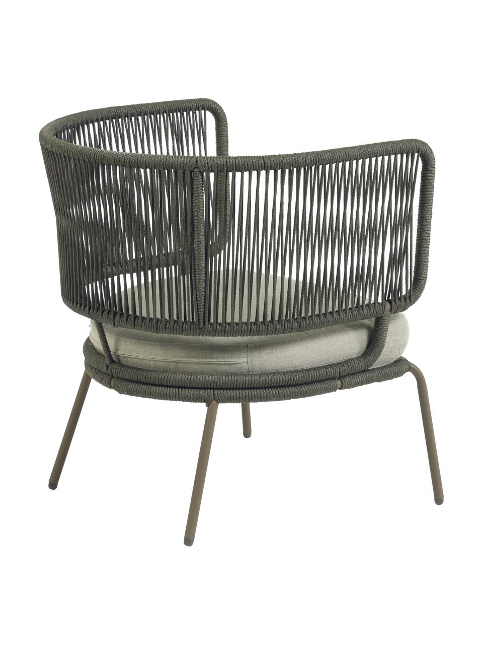 Fotel ogrodowy z plecionym sznurkiem Nadin, Stelaż: metal ocynkowany i lakier, Tapicerka: poliester, Zielony, S 74 x G 65 cm