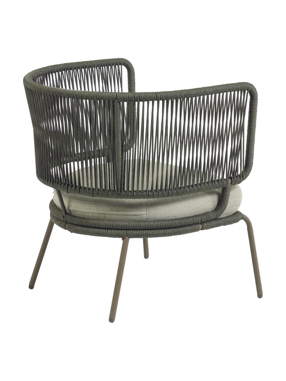 Poltroncina intrecciata da giardino Nadin, Struttura: metallo zincato e vernici, Rivestimento: poliestere, Grigio verde, Larg. 74 x Prof. 65 cm