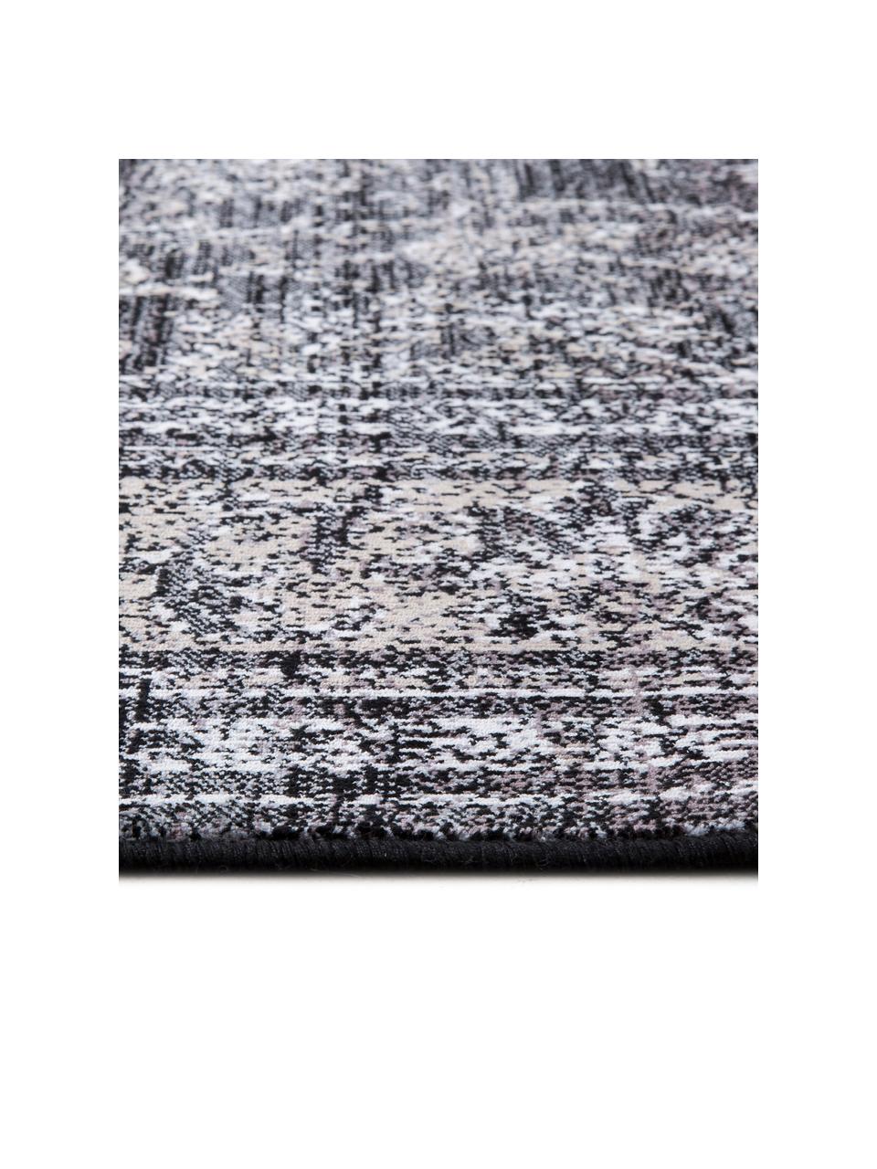 Vintage Teppich Rugged in Grautönen, 66% Viskose, 25% Baumwolle, 9% Polyester, Anthrazit, B 170 x L 240 cm (Grösse M)