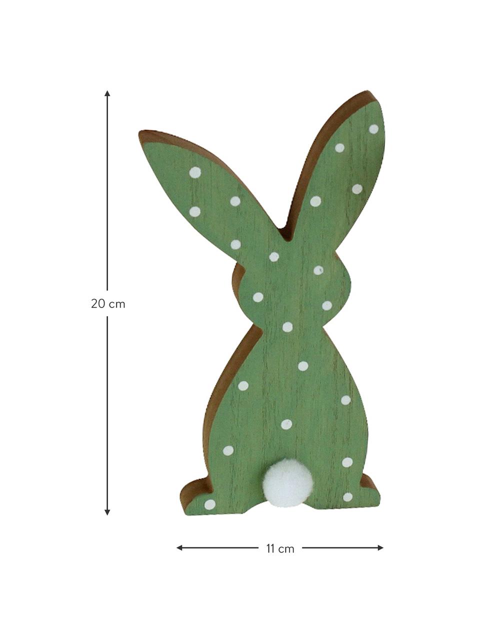 Decoratieve konijnenset Grino van hout, 2-delig, Groen, wit, helder hout, B 11 x H 20 cm