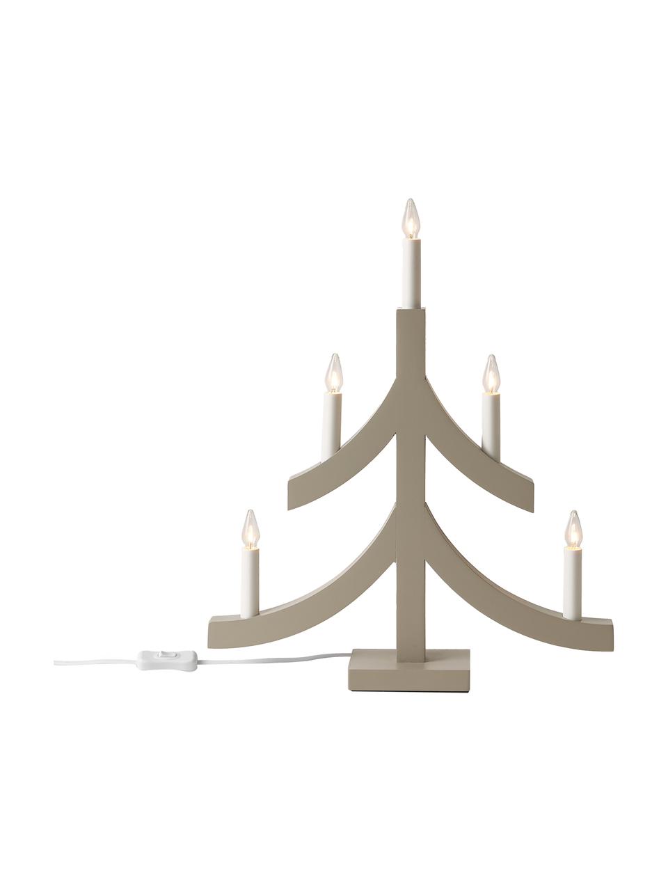 Sapin de Noël beige en bois avec bougies LED Pagod, Beige, blanc, larg. 40 x haut. 48 cm