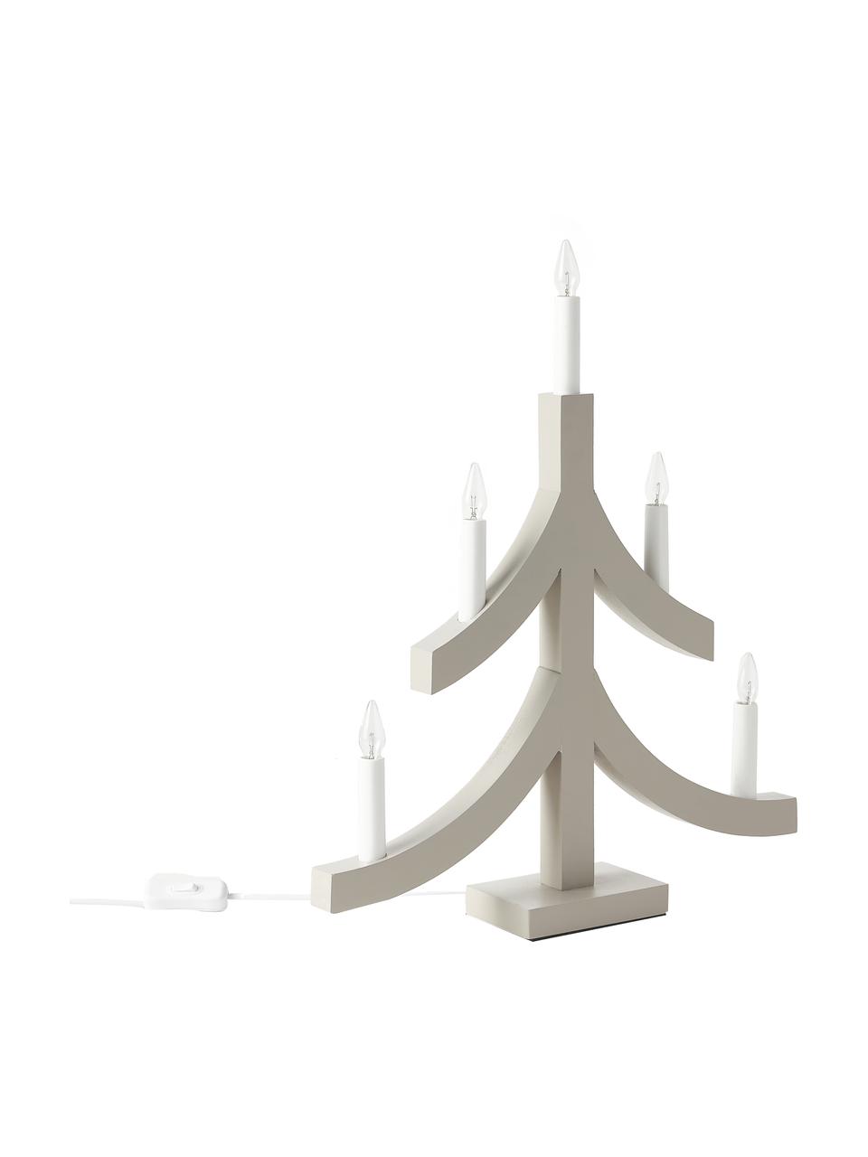 Applique albero di Natale in legno con candele a LED Pagod, Beige, bianco, Larg. 40 x Alt. 48 cm