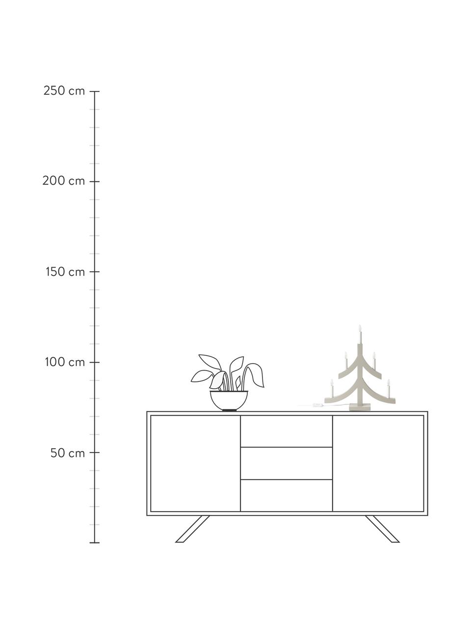 Dekoracja świetlna LED z drewna Pagod, Stelaż: drewno naturalne, Beżowy, biały, S 40 x W 48 cm