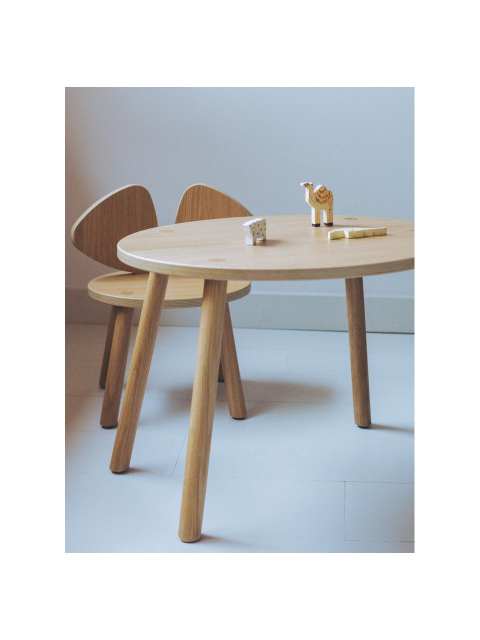 Mesa infantil ovalada de madera Mouse, Chapa de madera de roble barnizada

Este producto está hecho de madera de origen sostenible y con certificación FSC®., Madera de roble, An 60 x F 46 cm